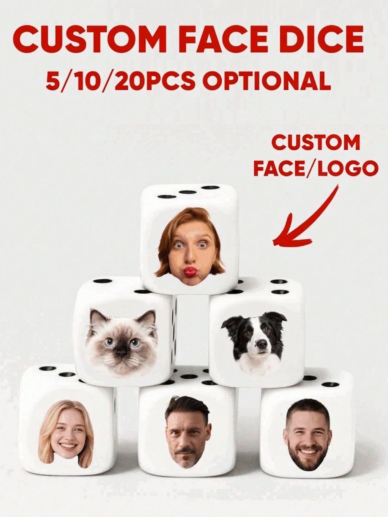 Party Games Birthday - Dés à visage personnalisé, dés de